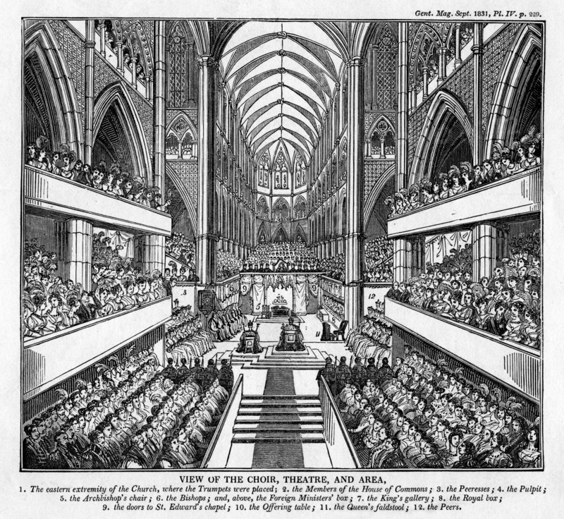 Coronation of King William IV and Queen Adelaide, Westminster Abbey, London, 1831. Artist: Unknown