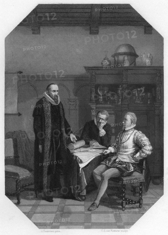 Johan van Oldenbarnevelt meeting Earl of Leicester, 1585-1587 (c1870).Artist: Van Kesteren
