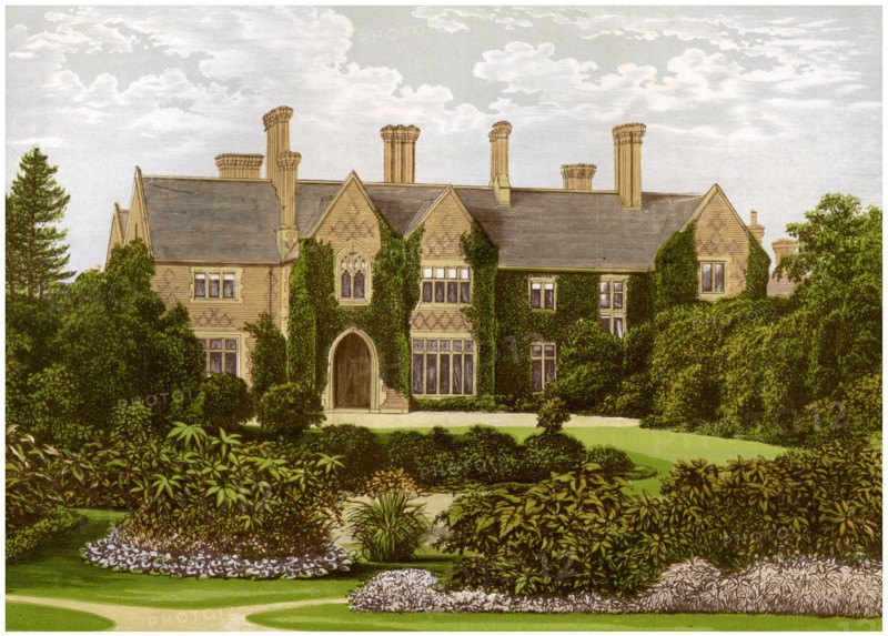 Oxley Manor, Staffordshire, home of the Staveley-Hill family, c1880. Artist: Unknown