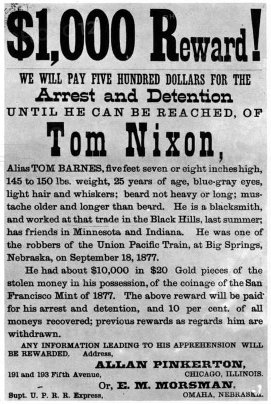Wanted poster for the outlaw Tom Nixon, c1877 (1954). Artist: Unknown