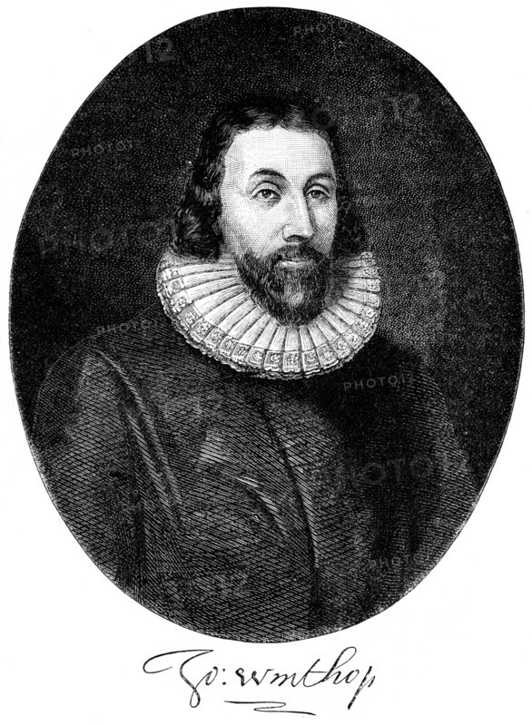 John Winthrop, English Puritan settler in America, 17th century (c1880). Artist: Unknown