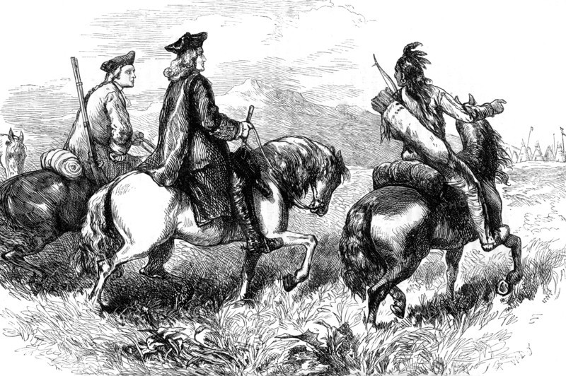 Sir Alexander Cuming on his way to visit the Cherokees, South Carolina, c1730 (c1880). Artist: Unknown