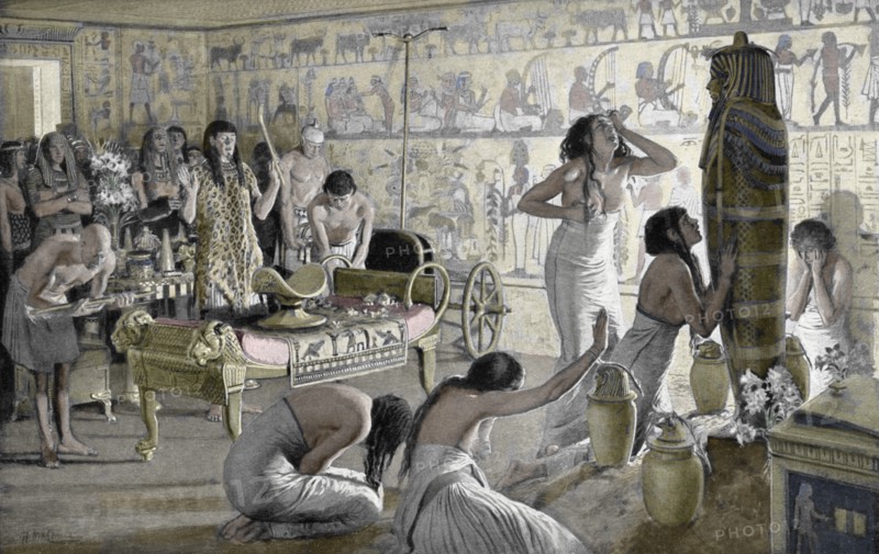 Scene of mourning at the funerary temple of Tutankhamun, Egypt, 1325 BC (1933-1934). Artist: Unknown