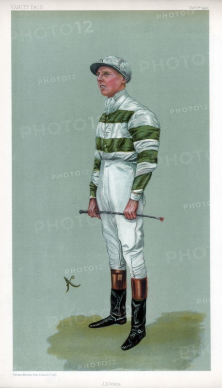 John Evelyn Watts, British jockey, 1903.Artist: Ao