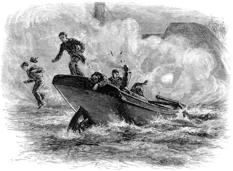 Lieutenant Cushing's attack on the 'Albemarle', c1880. Artist: Unknown