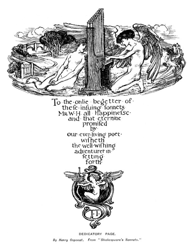 Dedicatory page from Shakespeare's Sonnets, 1899. Artist: Unknown