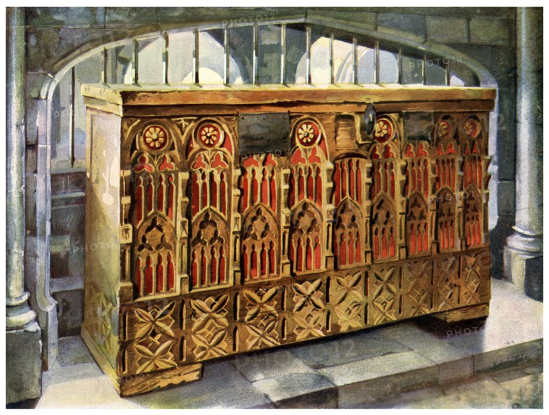 14th century buttressed coffer, 1910.Artist: Edwin Foley