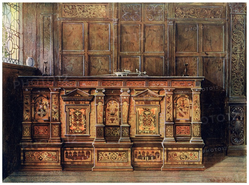 Inlaid muniment chest, 1910.Artist: Edwin Foley