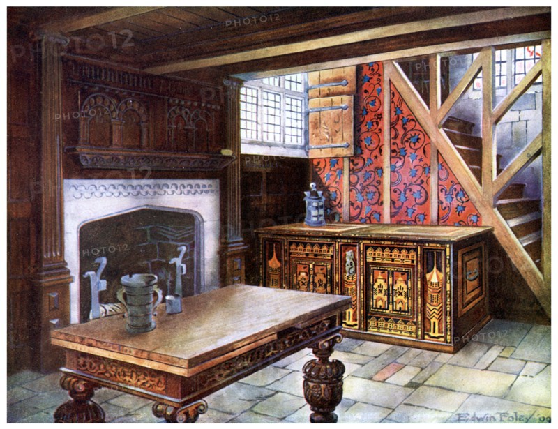 Inlaid Nonsuch chest, 1910.Artist: Edwin Foley