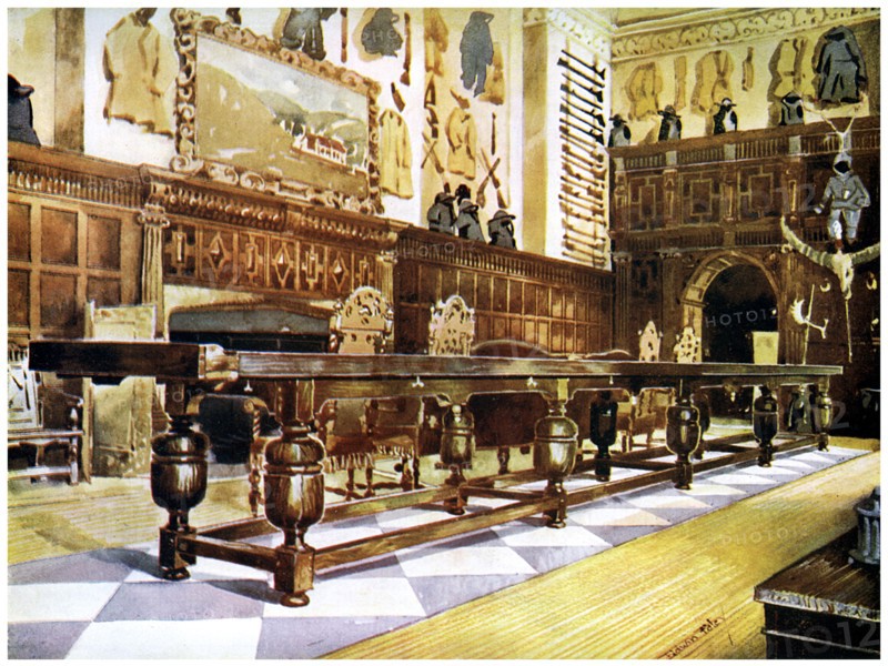 Shovelboard table in the hall of Littlecote, 1910.Artist: Edwin Foley