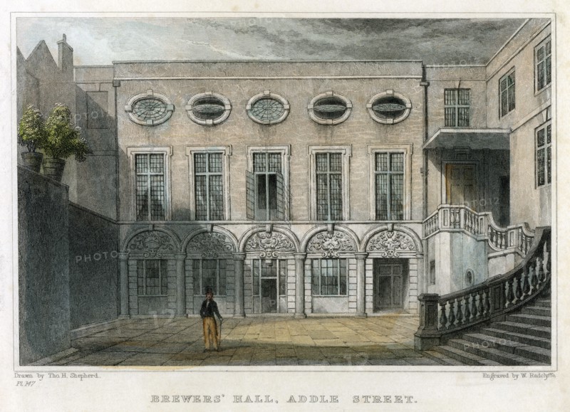 Brewers' Hall, Addle Street, City of London, 1831.Artist: William Radclyffe