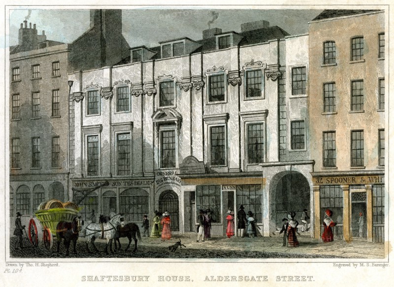 Shaftesbury House, Aldersgate Street, City of London, 1831.Artist: MS Barenger