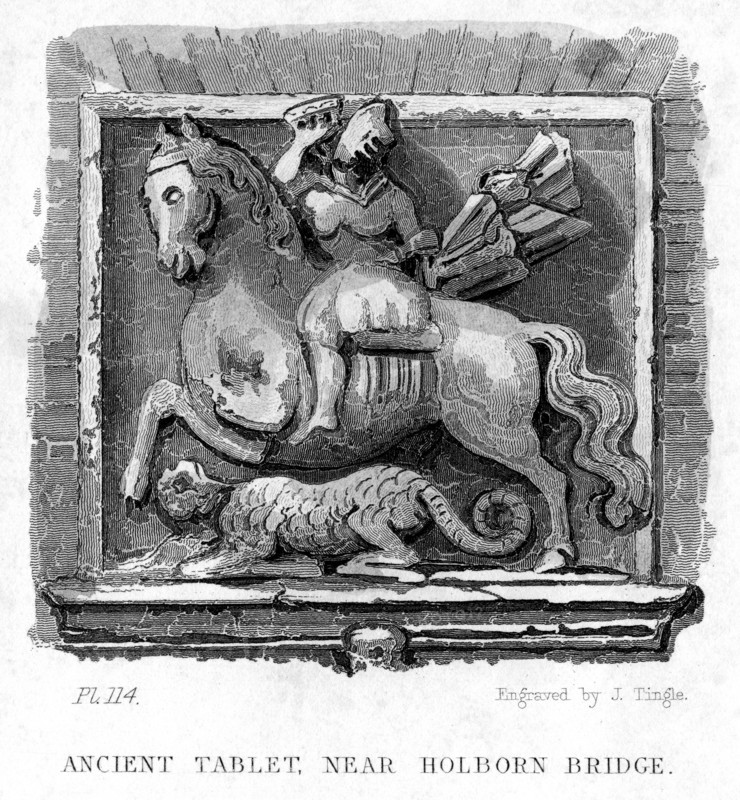 'Ancient Tablet, Near Holborn Bridge', London, 19th century.Artist: James Tingle