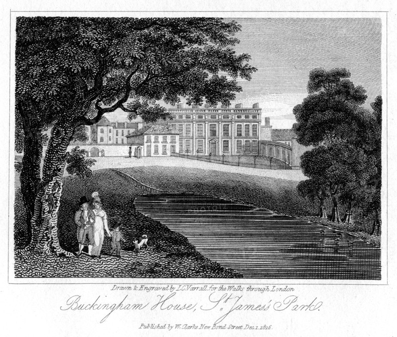 'Buckingham House, St James Park', London, 1816.Artist: JC Varrall