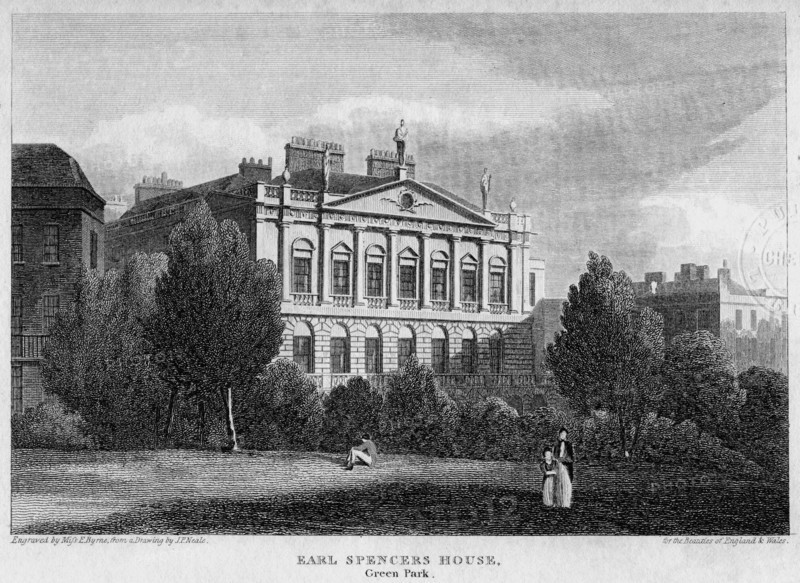 Earl Spencer's House, Green Park, Westminster, London, 1815.Artist: Byrne