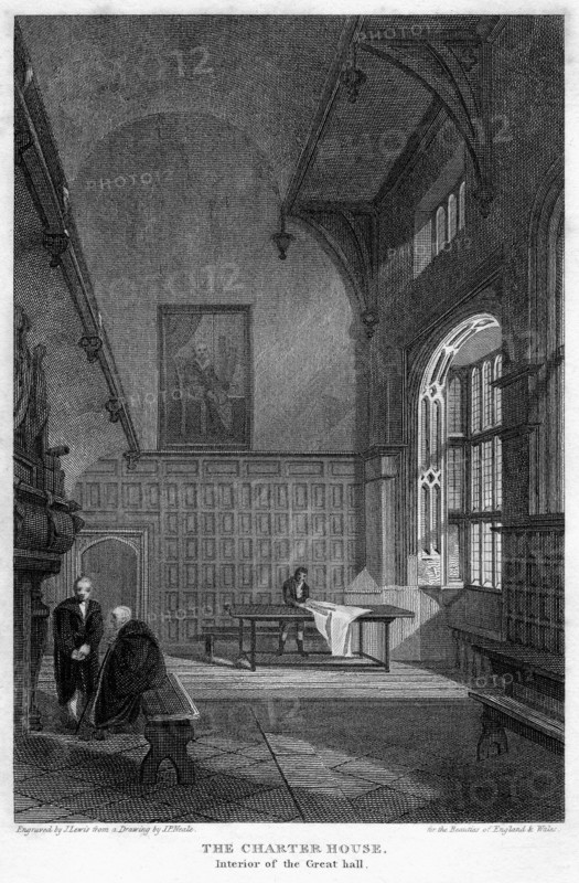 Interior of the Great Hall, Charterhouse, London, 1815.Artist: J Lewis