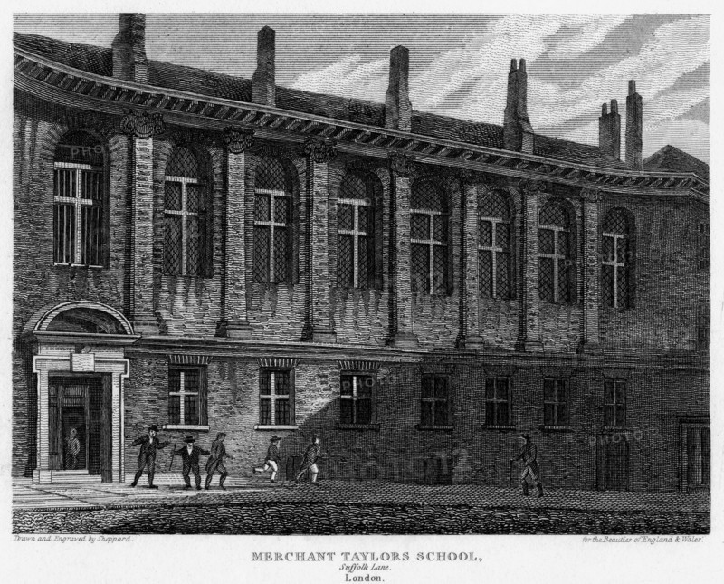 Merchant Taylors School, Suffolk Lane, City of London, 1815.Artist: Sheppard