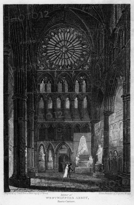 Poets' Corner, Westminster Abbey, London, 1815.Artist: Lewis