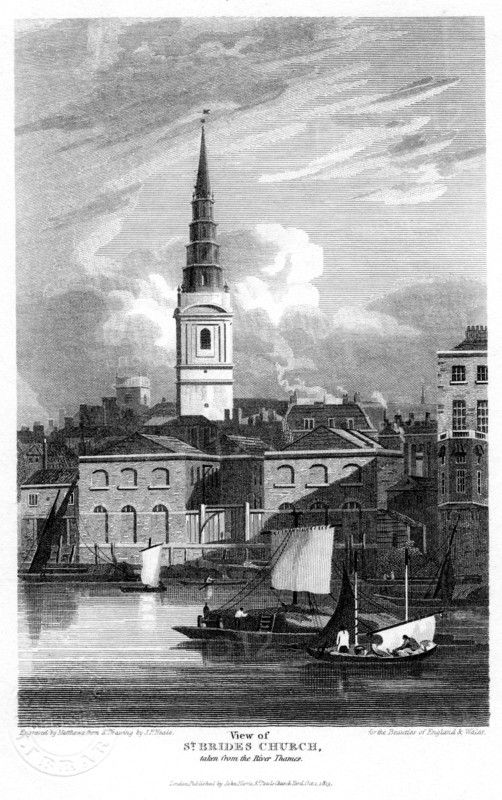 St Bride's Church, London, 1815.Artist: Matthews