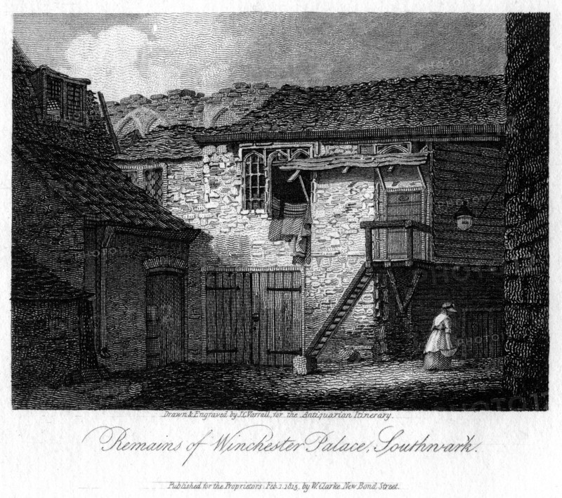 Remains of Winchester Palace, Southwark, London, 19th century.Artist: JC Varrall