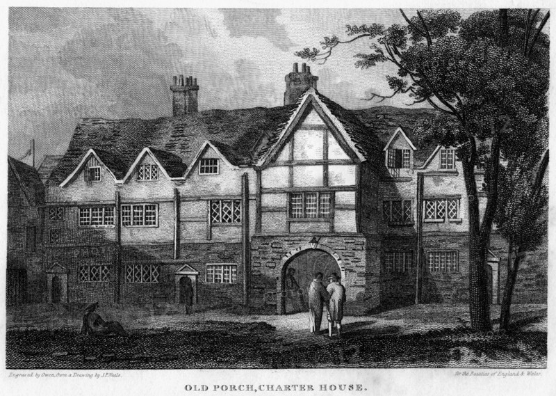 Old porch, Charterhouse, London, 1815.Artist: Owen