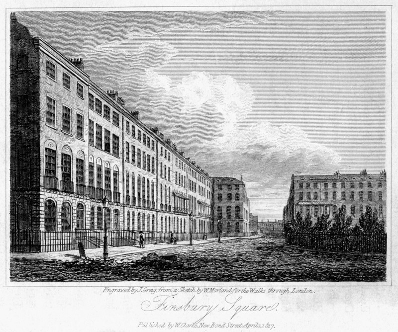 Finsbury Square, London, 1817.Artist: J Greig
