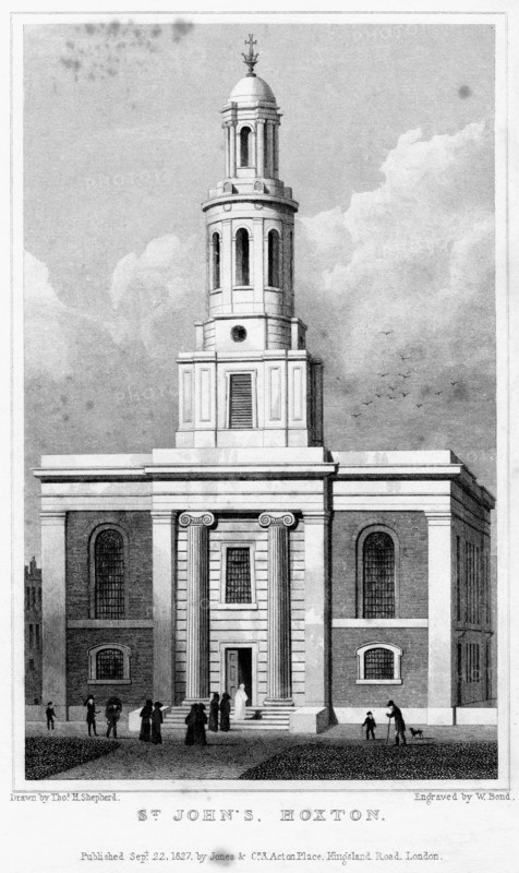 St John's Church, Hoxton, Hackney, London, c1827.Artist: W Bond