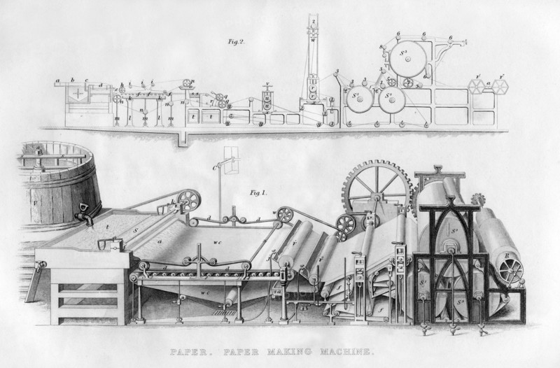 Paper making machine, 1866. Artist: Unknown