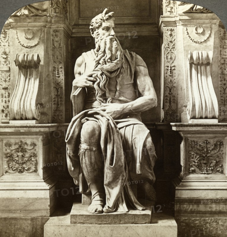 Michelangelo's statue of Moses, Church of San Pietro in Vincoli, Rome, Italy.Artist: Underwood & Underwood