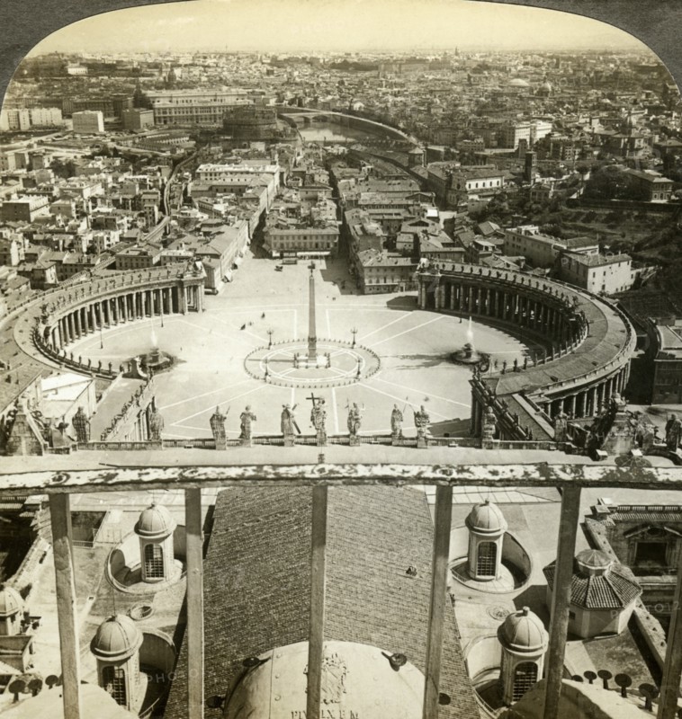 St Peter's Square from the dome of St Peter's Basilica, Rome, Italy. Artist: Unknown
