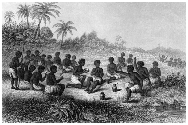 'The Red Water Ordeal, as Practised Among the Nations of Northern Guinea'.Artist: J Le Conte