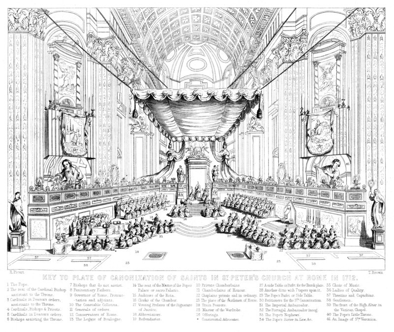 Canonisation of Saints in St Peter's Church, Rome, 1712.Artist: T Brown