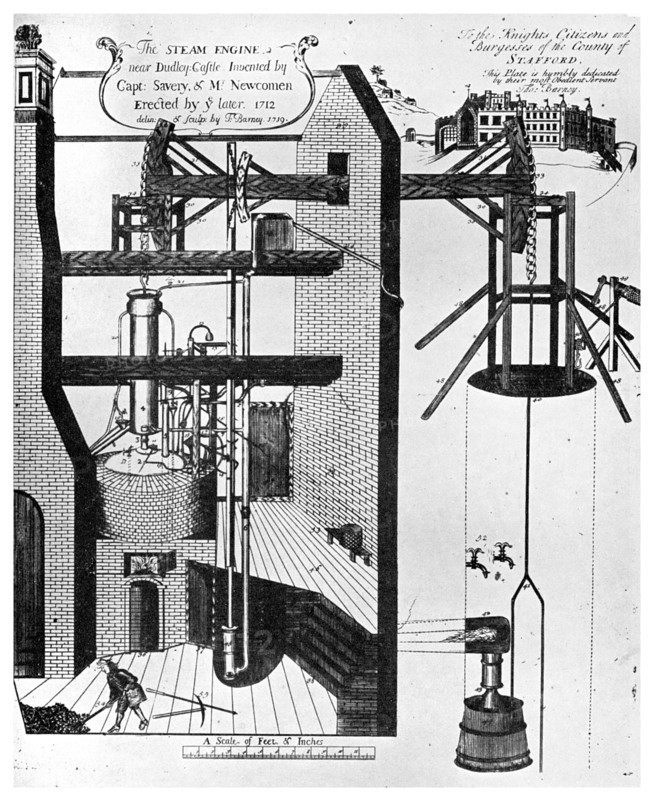 Newcomen's steam engine for draining mines, 1956. Artist: Unknown
