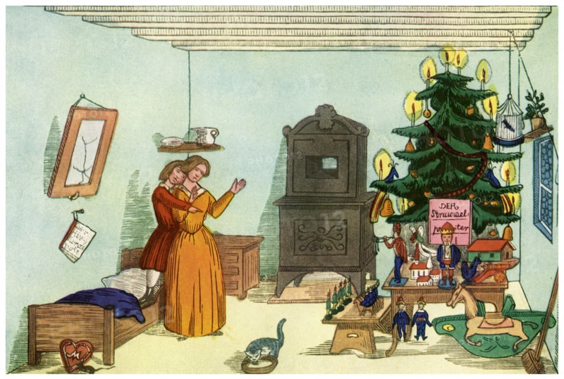 Christmas scene from King Nutcracker by Heinrich Hoffmann, 1853 (1956). Artist: Unknown