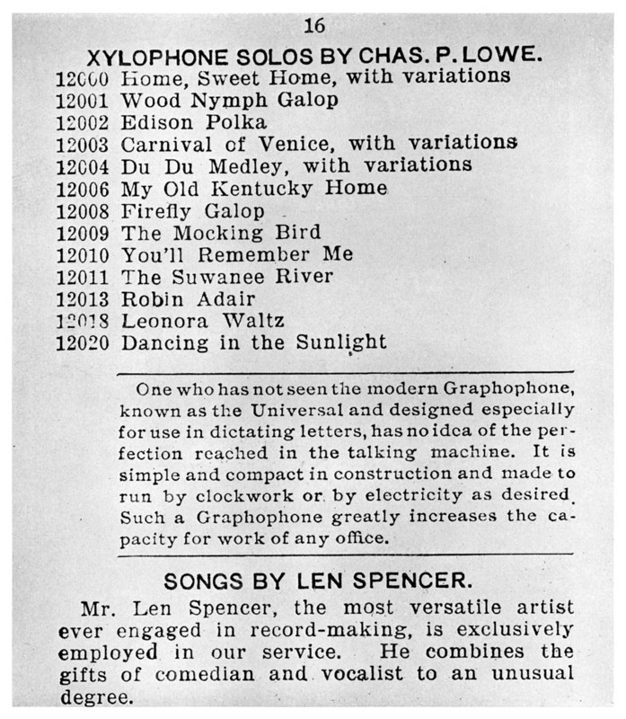 Page from the First Columbian Gramophone Catalogue, c1898 (1956). Artist: Unknown