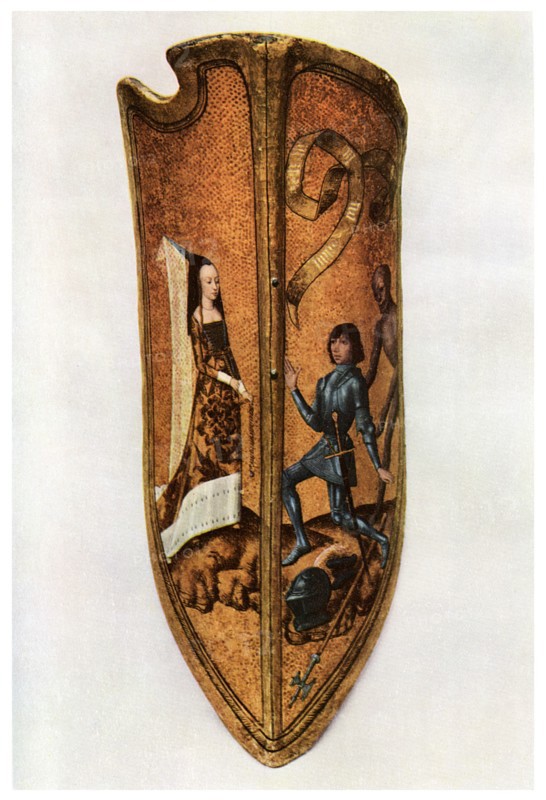 Chivalry and courtly love: Flemish parade shield, c1400 (1956). Artist: Unknown