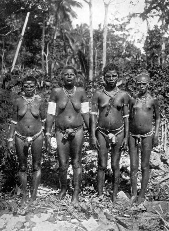 Women in festival attire, Melanesia, 1920.Artist: George Brown