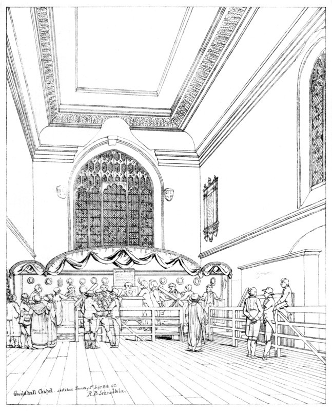 Interior of Guildhall Chapel, City of London, 1886. Artist: William Griggs