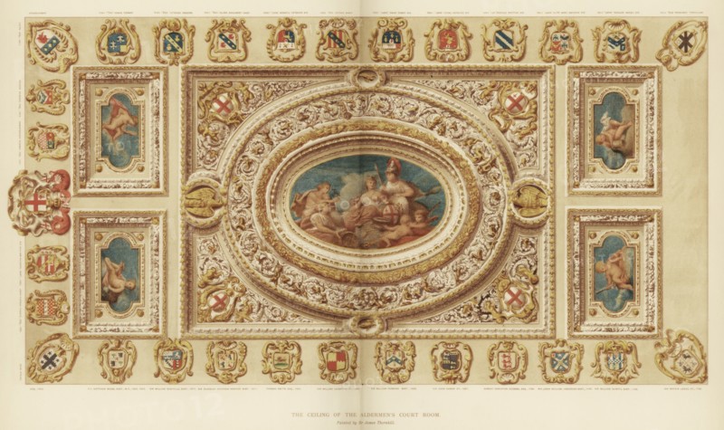 The ceiling of the Aldermen's Court Room, Guildhall, City of London, 18th century (1886). Artist: Unknown