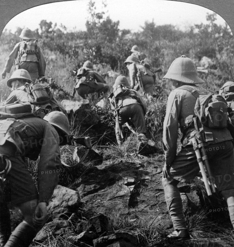 Scouts making their way through the forests of East Africa, World War I, 1914-1918.Artist: Realistic Travels Publishers