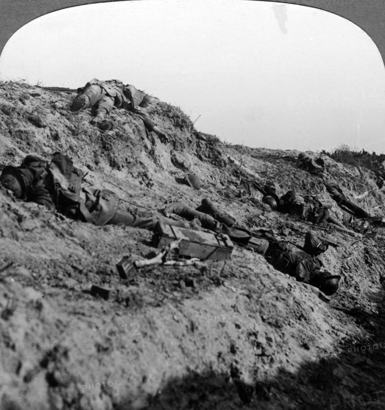 Dead soldiers, Vimy Ridge, France, World War I, 1914-1918Artist: Realistic Travels Publishers