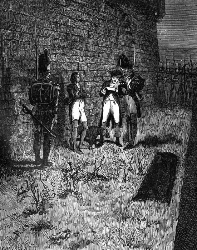 The accused is shown his death warrant, 1882-1884.Artist: Chevrola