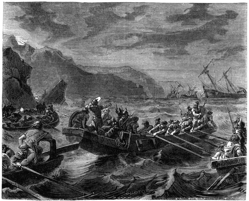 'The Franks cross the raging sea', 1882-1884. Artist: Unknown