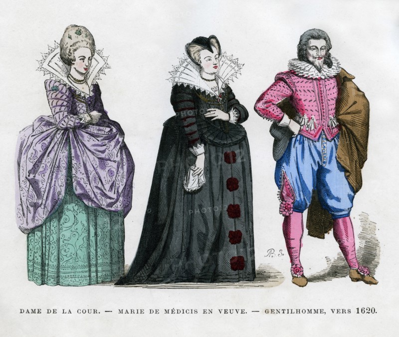 A lady of the court, Marie de' Medici as a widow, and a gentleman, c1620 (1882-1884). Artist: Unknown