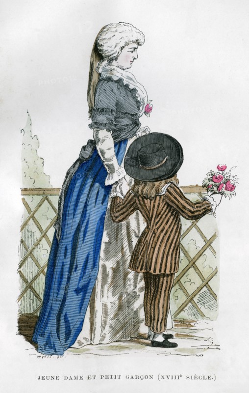 A young lady and a boy, 18th century (1882-1884). Artist: Unknown