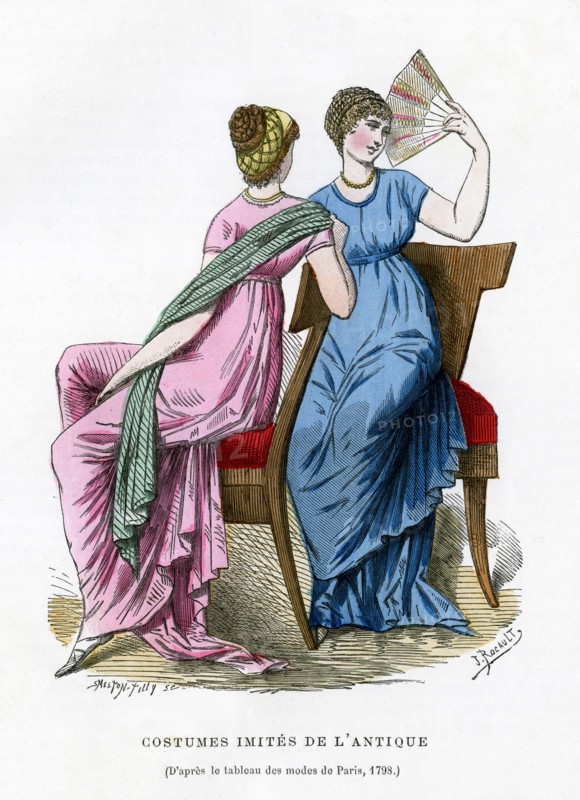Fashions that imitate the costume of antiquity, 1798 (1882-1884).Artist: Smeeton-Tilly