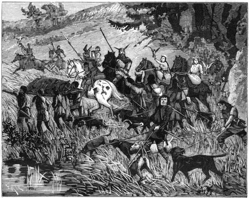 Charlemage hunting, 8th-9th century (1882-1884).Artist: Serm