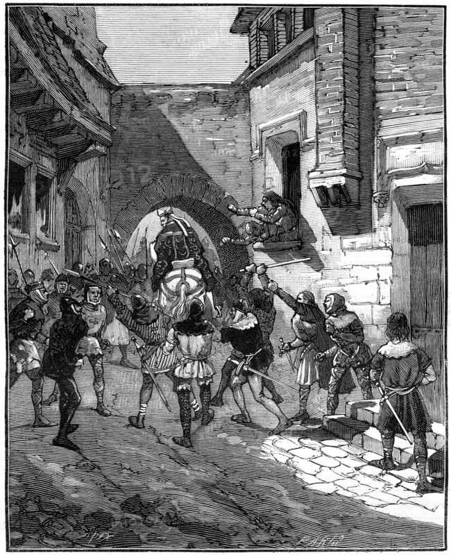 The people of Cambrai revolt, and drive out their Bishop, 10th-13th century (1882-1884).Artist: Spex