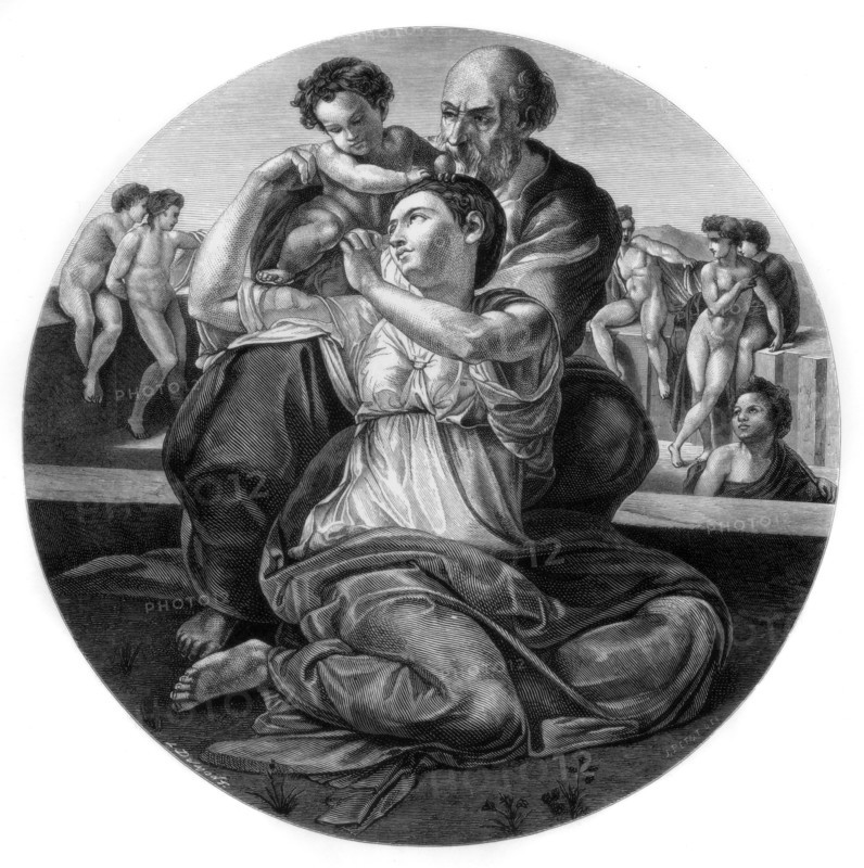 'The Holy Family with the infant St John the Baptist' (the Doni Tondo), c1506 (1870).Artist: L Dumont