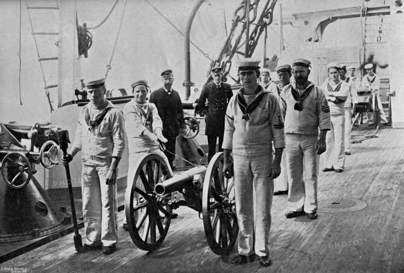 Drill with a light gun on board HMS 'Camperdown', 1895. Artist: Gregory & Co
